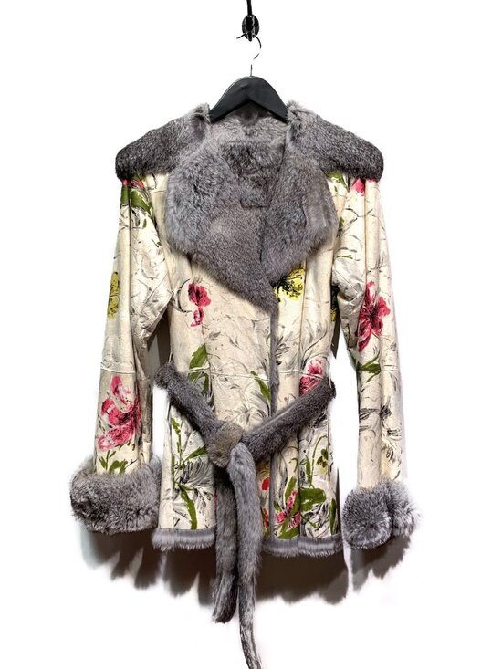 Dolce & Gabbana Jackets & Blazers - Dolce & Gabbana Rabbit Fur Reversible Coat with Floral Painting